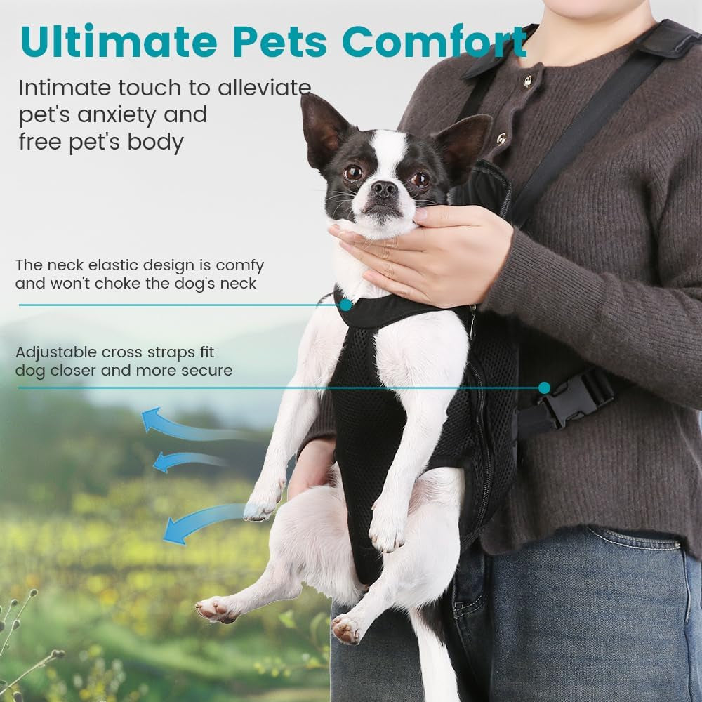 Dog Backpack Carrier, Adjustable Pet Cat Dog Front Carriers Back Pack, Dog Travel Bag, Dog Chest Carrier,Dog Carriers for Dmall Dogs, Cat Sling, Carrying Backpack, XL, Black