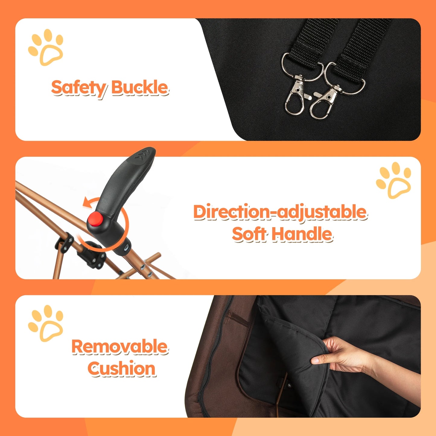 Discover the Ultimate 3-in-1 Foldable Pet Stroller: Waterproof Carrier for Small to Medium Dogs and Cats - Stylish Brown Design for Adventures Up to 60lbs!