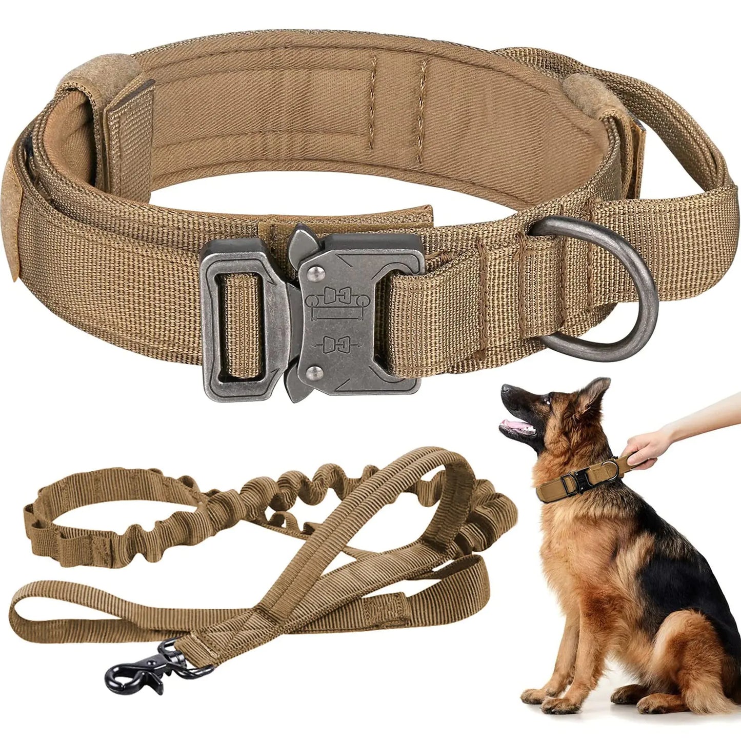 Tactical Control Dog Collar & Bungee Leash Set