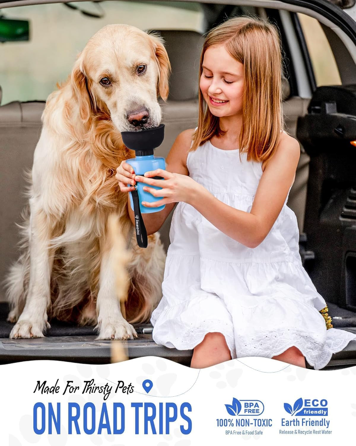 Portable Dog Water Bottle with Bowl - Leak Proof Travel Dispenser for Hiking, Camping & Outdoor Adventures