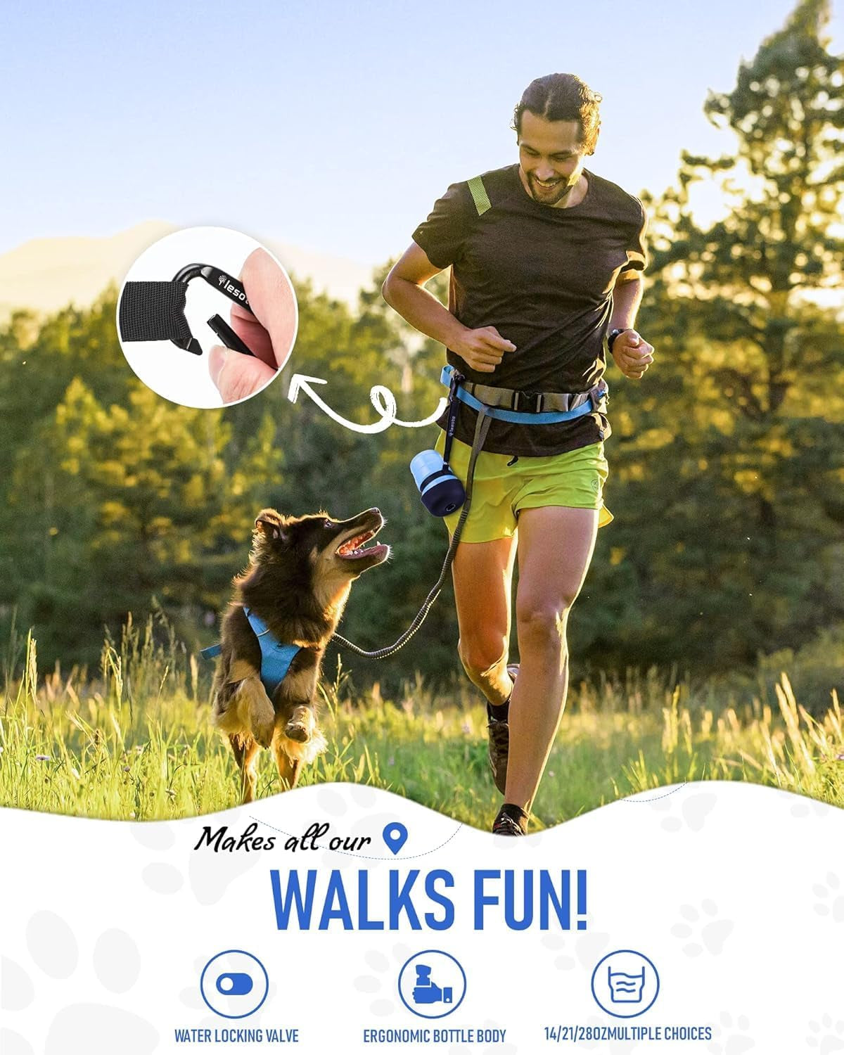 Portable Dog Water Bottle with Bowl - Leak Proof Travel Dispenser for Hiking, Camping & Outdoor Adventures