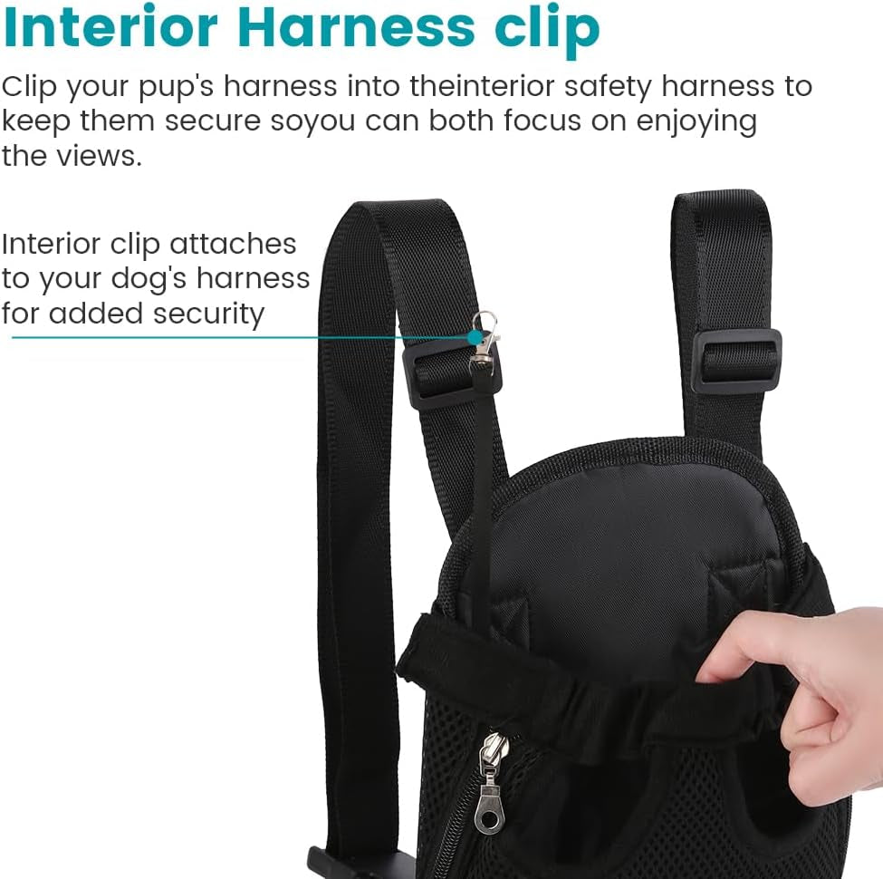 Dog Backpack Carrier, Adjustable Pet Cat Dog Front Carriers Back Pack, Dog Travel Bag, Dog Chest Carrier,Dog Carriers for Dmall Dogs, Cat Sling, Carrying Backpack, XL, Black