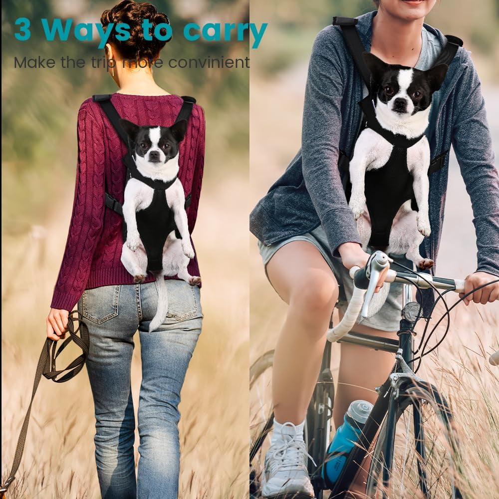 Dog Backpack Carrier, Adjustable Pet Cat Dog Front Carriers Back Pack, Dog Travel Bag, Dog Chest Carrier,Dog Carriers for Dmall Dogs, Cat Sling, Carrying Backpack, XL, Black