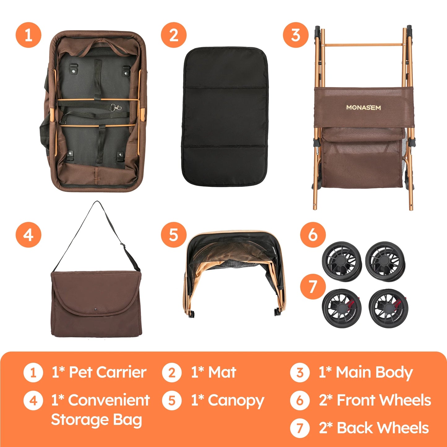 Discover the Ultimate 3-in-1 Foldable Pet Stroller: Waterproof Carrier for Small to Medium Dogs and Cats - Stylish Brown Design for Adventures Up to 60lbs!