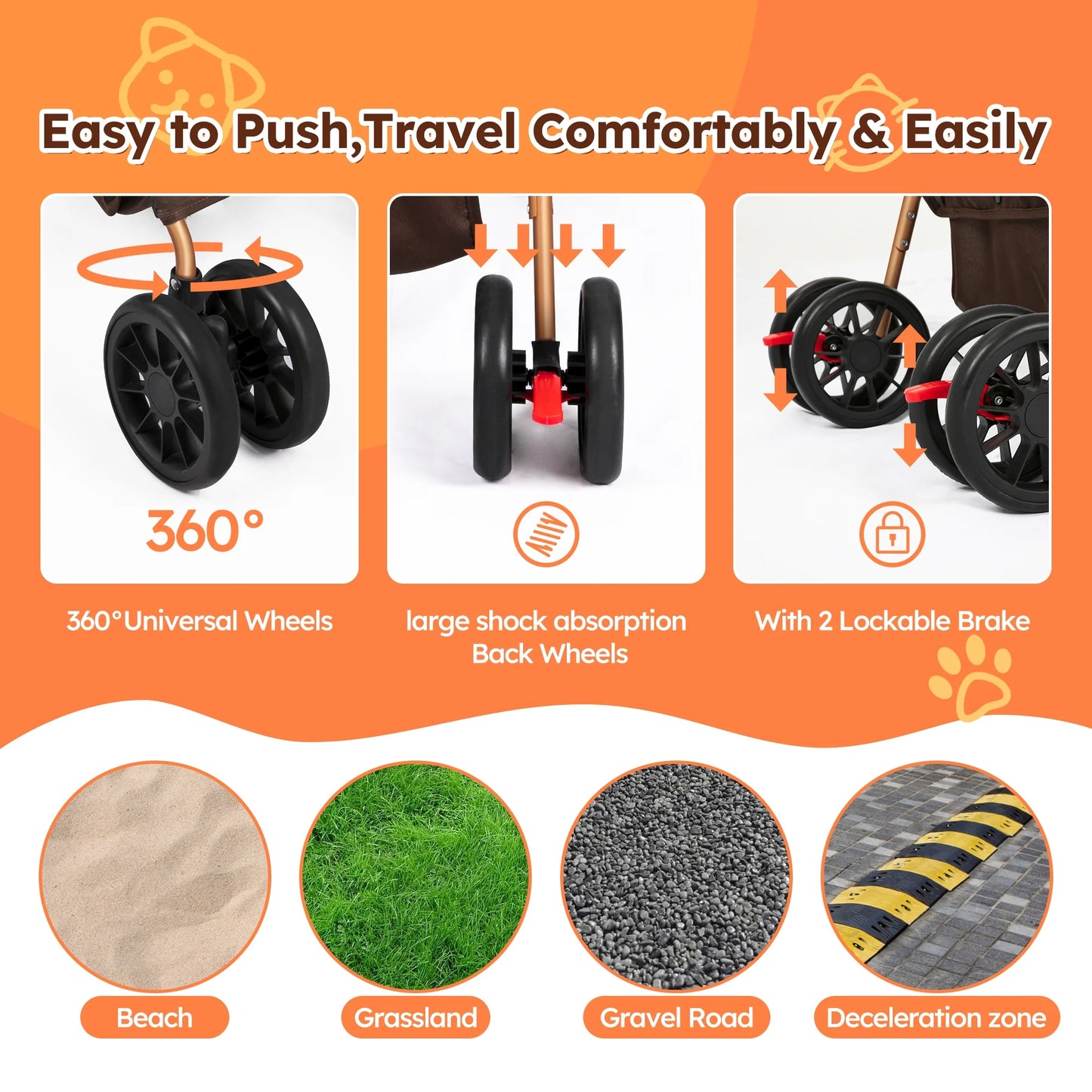 Discover the Ultimate 3-in-1 Foldable Pet Stroller: Waterproof Carrier for Small to Medium Dogs and Cats - Stylish Brown Design for Adventures Up to 60lbs!