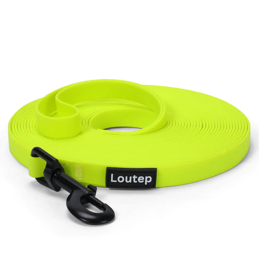 Loutep Biothane Long Line Dog Leash 5ft 10ft 16ft 30ft 50ft PVC Recall Waterproof Dog Leash Beach Swimming Tracking Training Dogs Lead for Pet Medium and Large Dogs