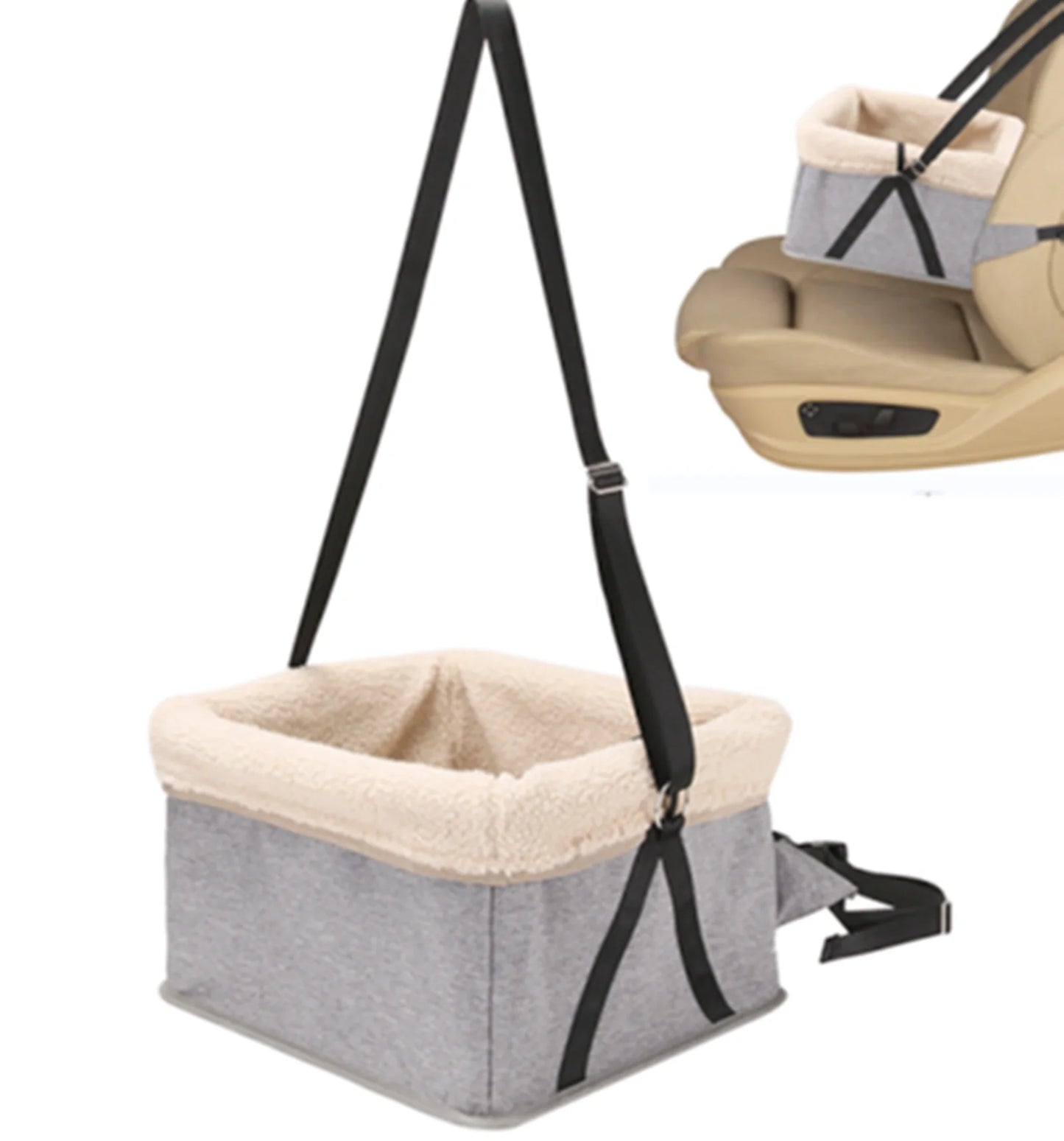 Premium Dog Car Seat with Metal Frame, Safety Buckles, Washable Design, Ideal for Small Dogs up to 25 lbs