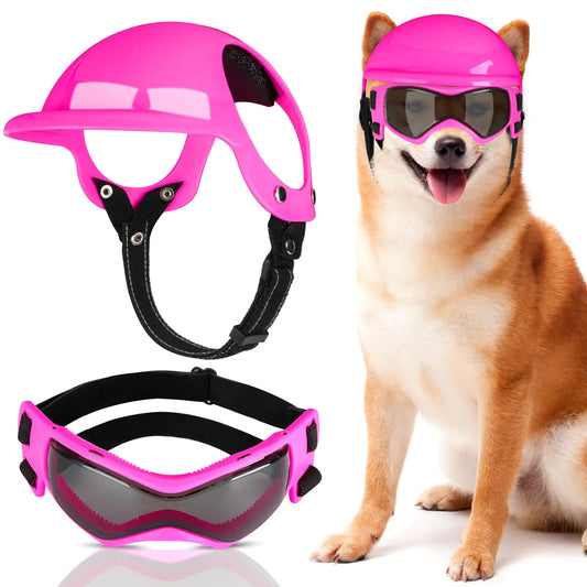 PoochProtect Helmet & Goggles - Stylish UV Safety Gear for Dogs