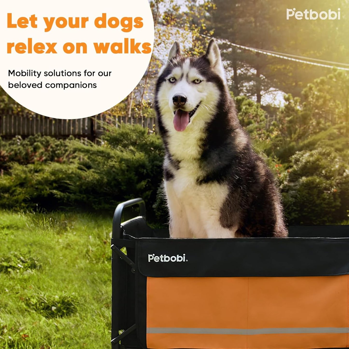Ultimate 2-in-1 Dog Wagon Stroller for Large & Medium Dogs - Foldable All-Terrain Cart with Ramp & One-Step Brake for Outdoor Adventures - Vibrant Orange