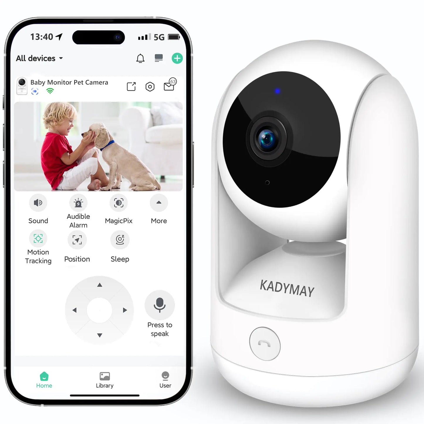 Kadymay 2K Motion Alert Pet Monitor