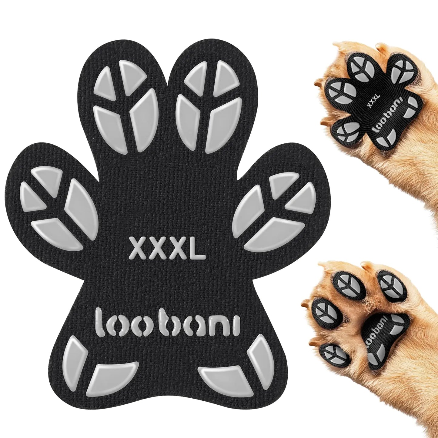 Dog Paw Protector for Senior Dogs - Anti-Slip Dog Paw Pads for Dogs Traction on Hardwood Floors Paw Grips Stickers with Stronger Adhesive for Slippery Floors 12 Sets (48pcs) Leaf Black XXXL
