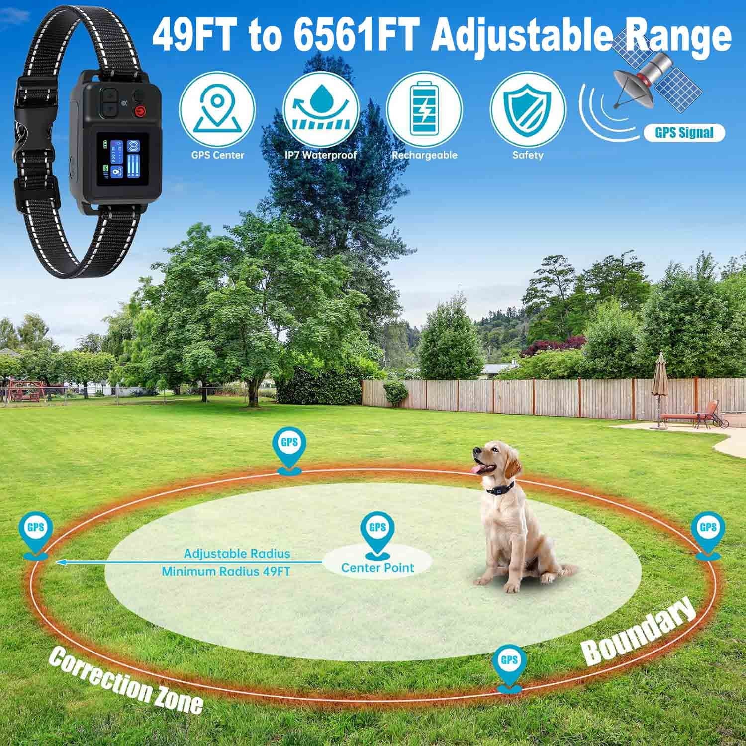 Ultimate GPS Wireless Dog Fence System - Waterproof Electric Collar with 3 Training Modes & 15-2200 Yards Range for Safe Outdoor Containment