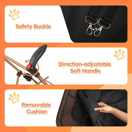 Discover the Ultimate 3-in-1 Foldable Pet Stroller: Waterproof Carrier for Small to Medium Dogs and Cats - Stylish Brown Design for Adventures Up to 60lbs!