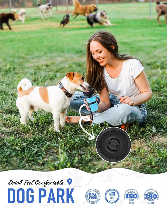 Portable Dog Water Bottle with Bowl - Leak Proof Travel Dispenser for Hiking, Camping & Outdoor Adventures