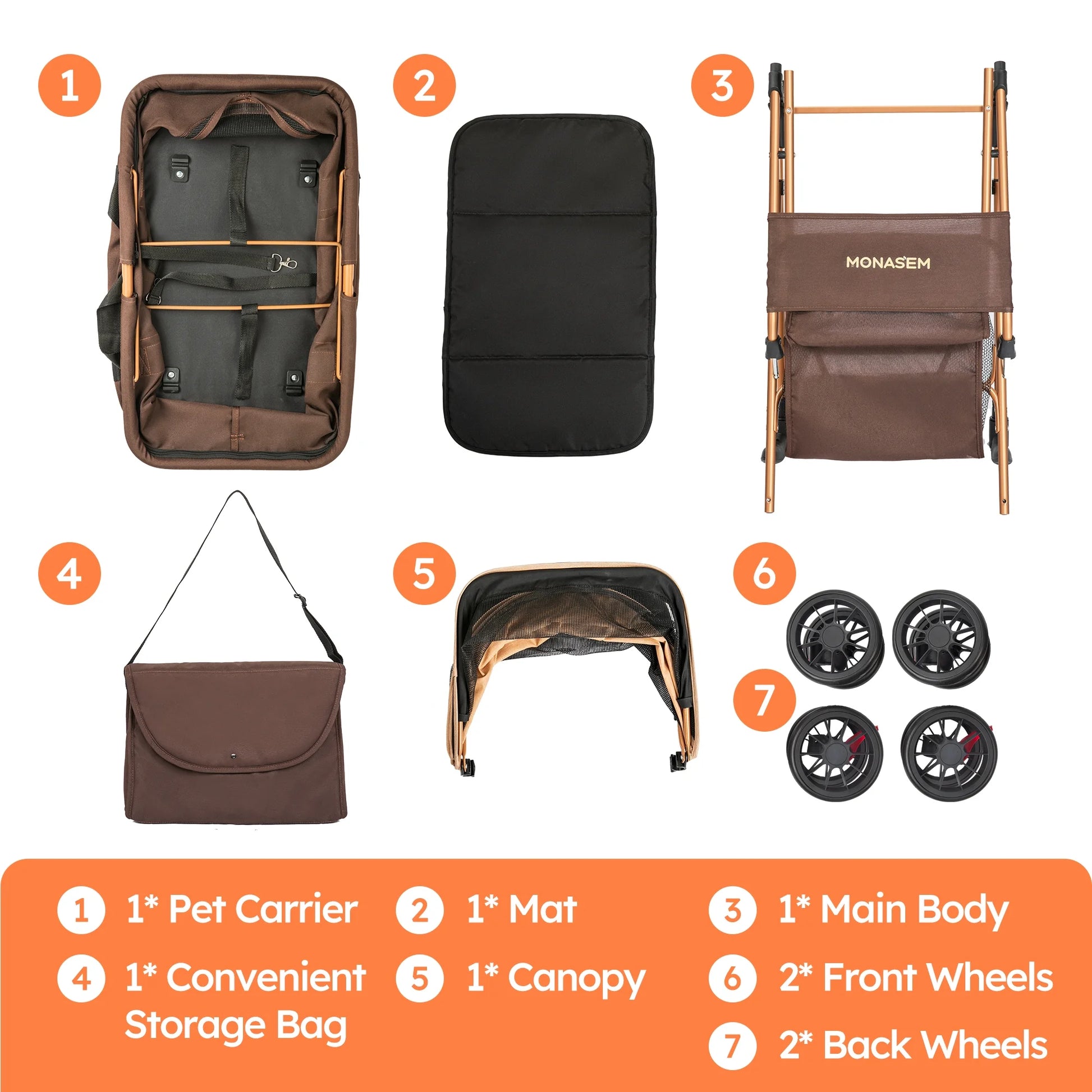 Discover the Ultimate 3-in-1 Foldable Pet Stroller: Waterproof Carrier for Small to Medium Dogs and Cats - Stylish Brown Design for Adventures Up to 60lbs!