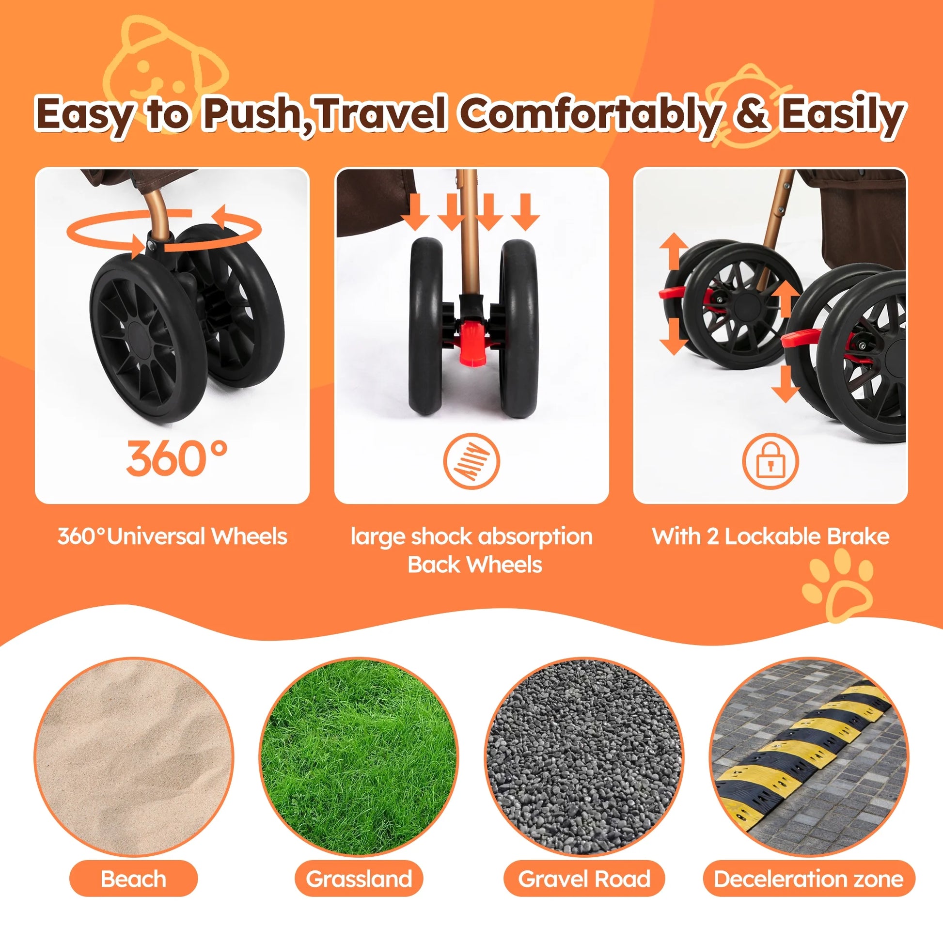Discover the Ultimate 3-in-1 Foldable Pet Stroller: Waterproof Carrier for Small to Medium Dogs and Cats - Stylish Brown Design for Adventures Up to 60lbs!